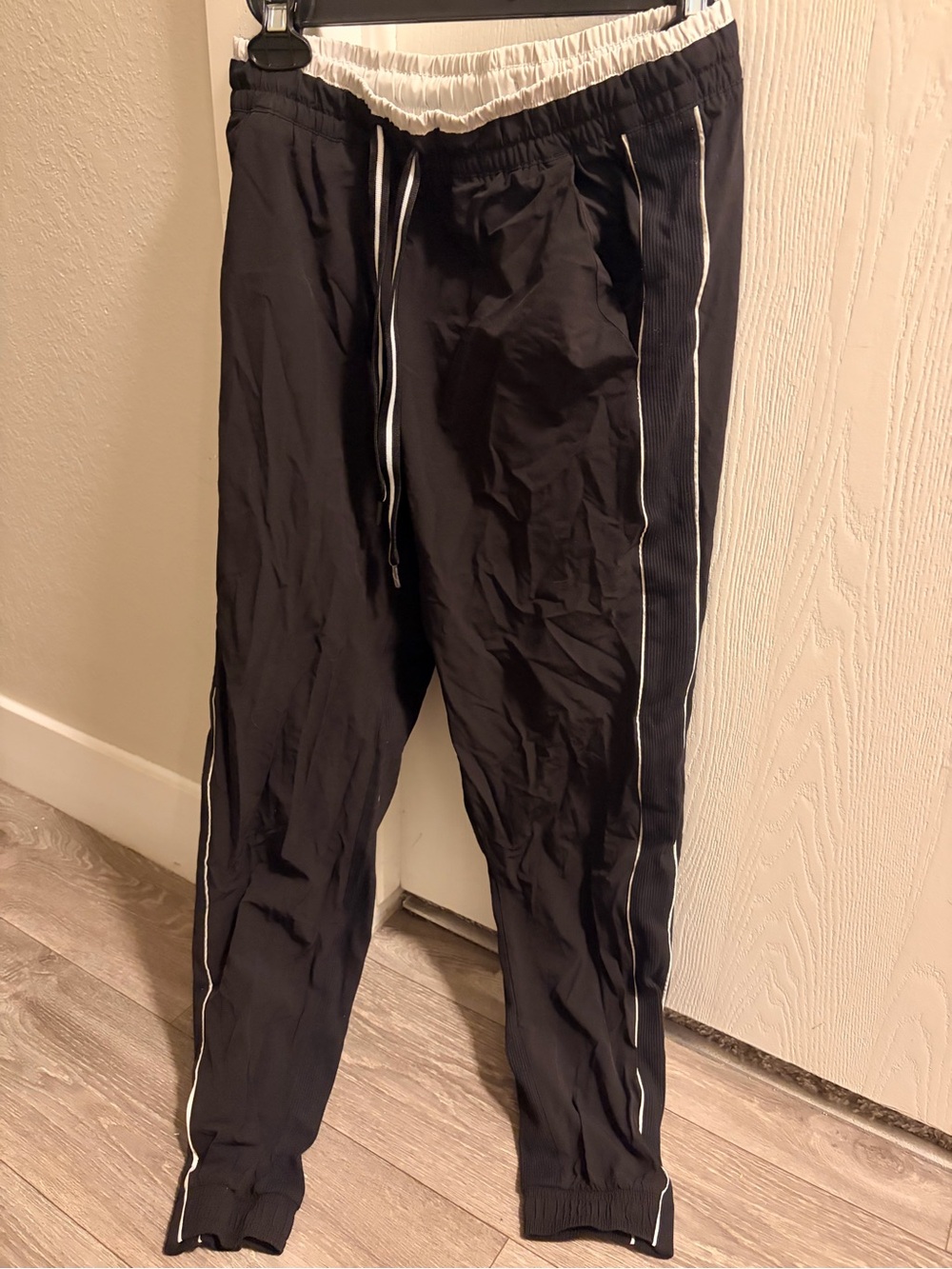 Athleta Black Joggers with White Contrast Trim